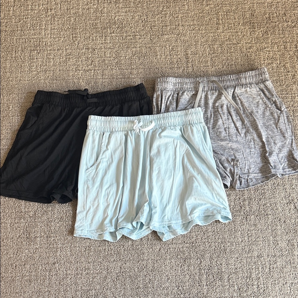 RealEssentials Set of 3 Casual Shorts - Black, Light Blue and Gray